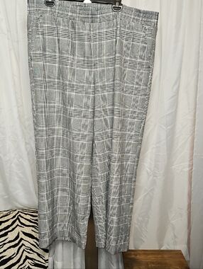 Time and Tru Black & White Plaid Wide Leg Pull On Pant Xxl